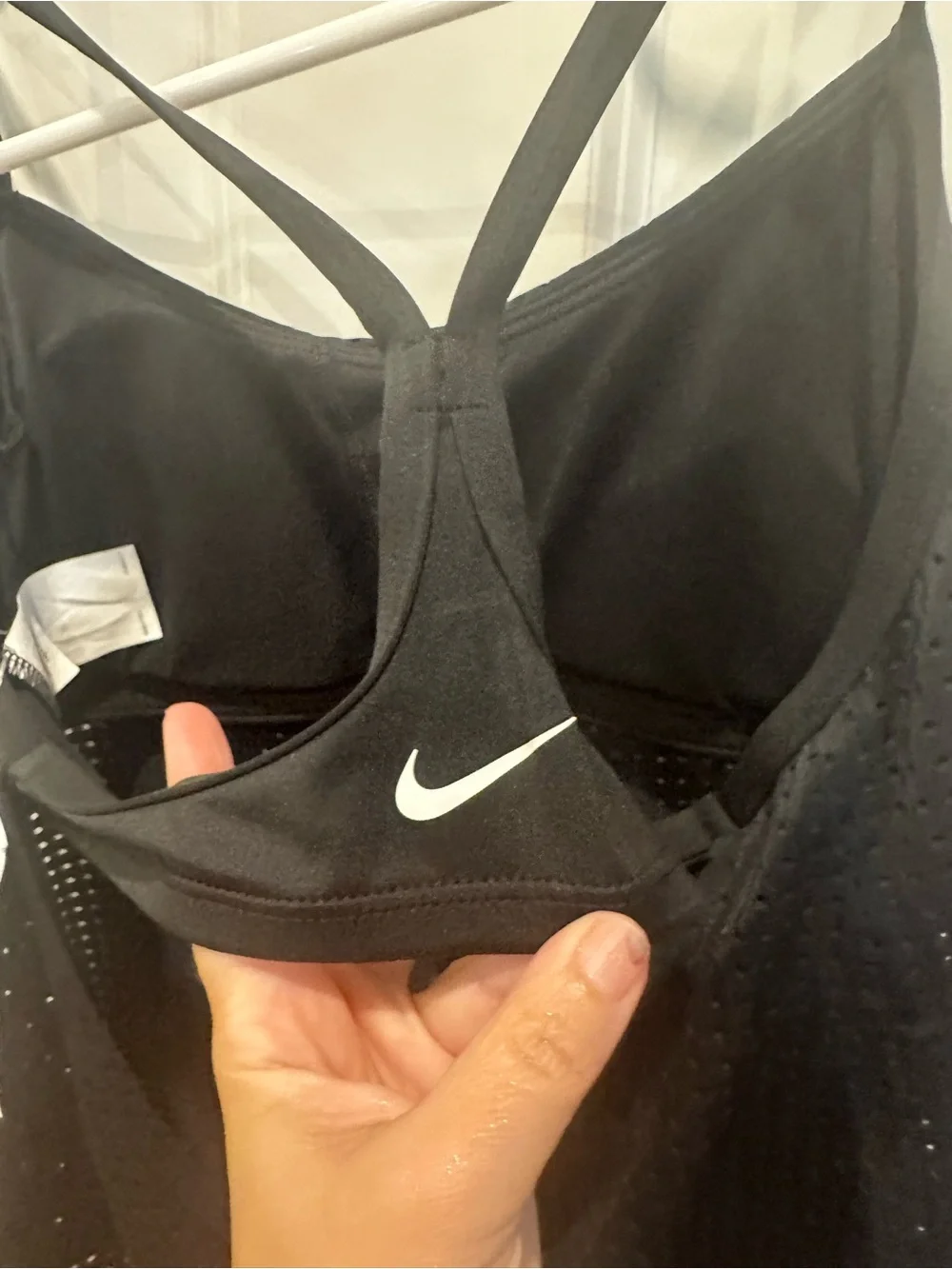 Nike Medium Black Perforated Spaghetti Strap Tankini Top
